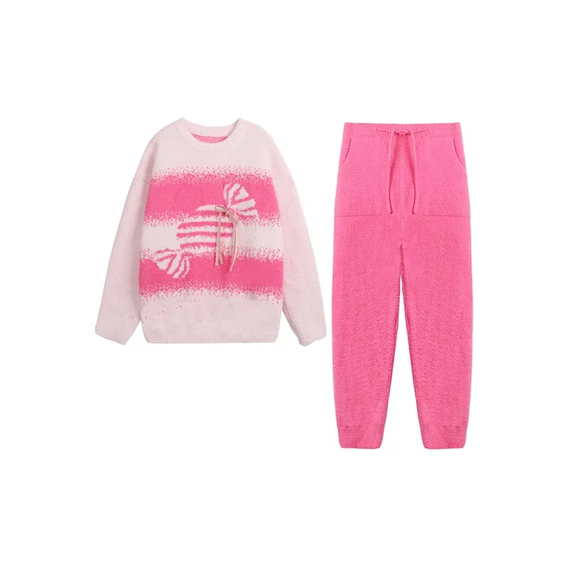 Flow Yarn Pajama Set Women's Pink-0