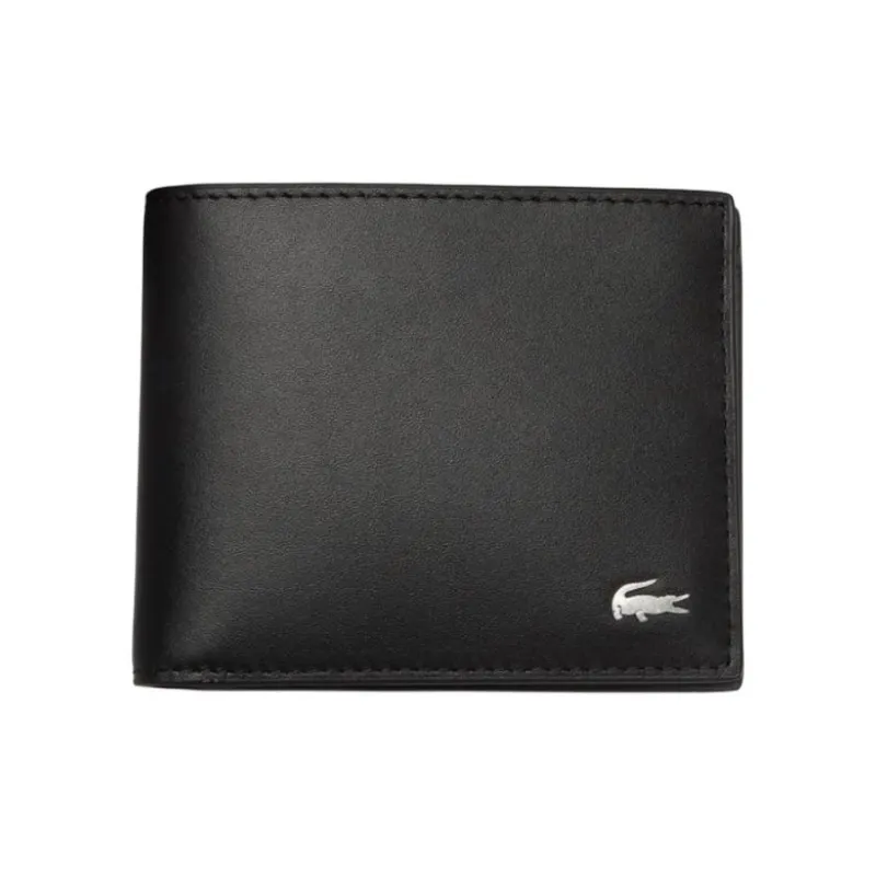 LACOSTE Calfskin With Leather Wallet Regular Men's Black-1