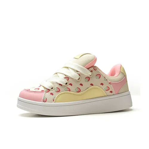 STUR YSN Wear resistant And Lightweight Low Top Skateboard Shoes Unisex Strawberry