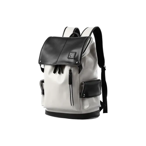 MOYYI PVC Leather Men's Backpack College Backpack Large Size Unisex Black White