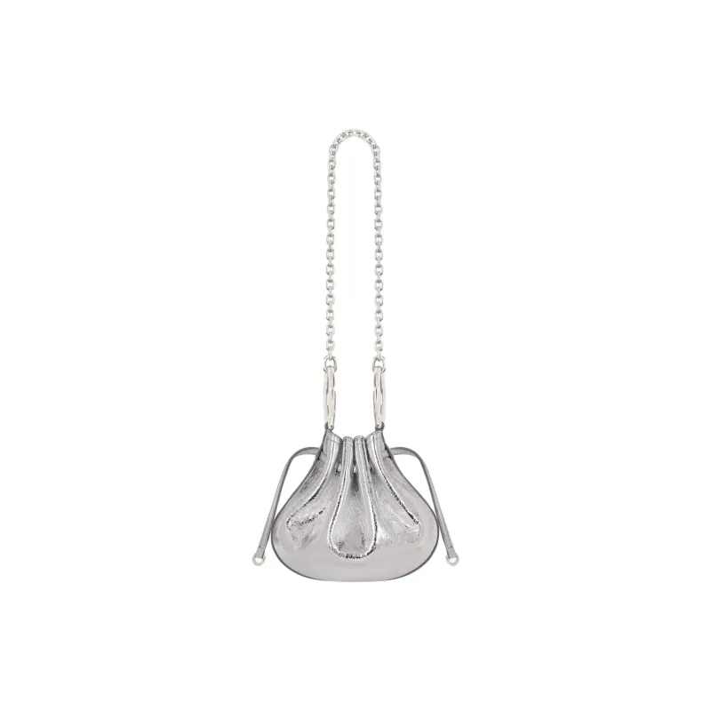 GIVENCHY Lambskin Pumpkin Bag, Handbag, Shoulder Bag, Crossbody Bag Mini Women's Silver-2