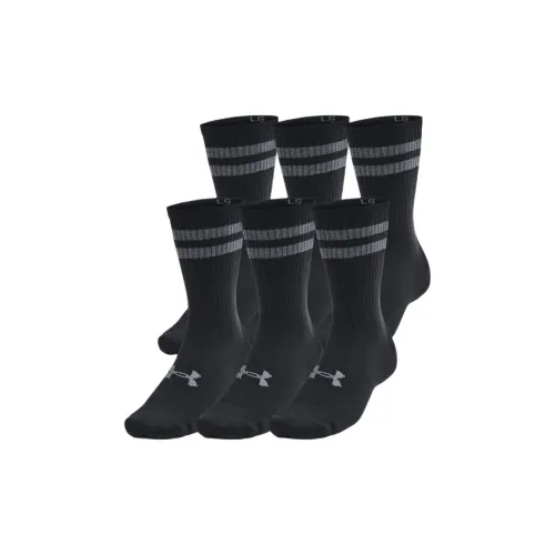 Under Charged-Baumwolle armour Mid Calf Socks Men's 6 Pack Black