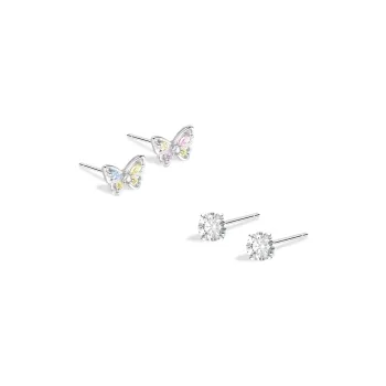 BLANK IN BLANK Sterling Silver Stud Earrings Women's Anniversary Birthday Box