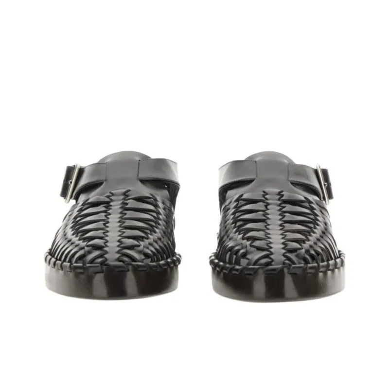 JIL SANDER Woven Leather Flat Sandals-4