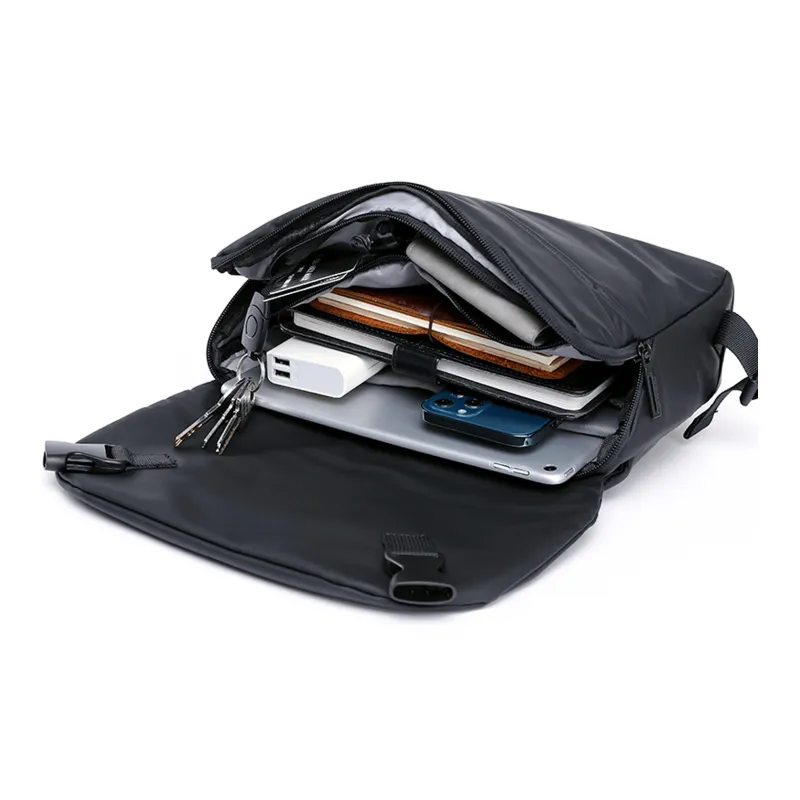 MOYYI PVC Messenger Bag, Shoulder Bag, Crossbody Bag Tubas Unisex Black-3