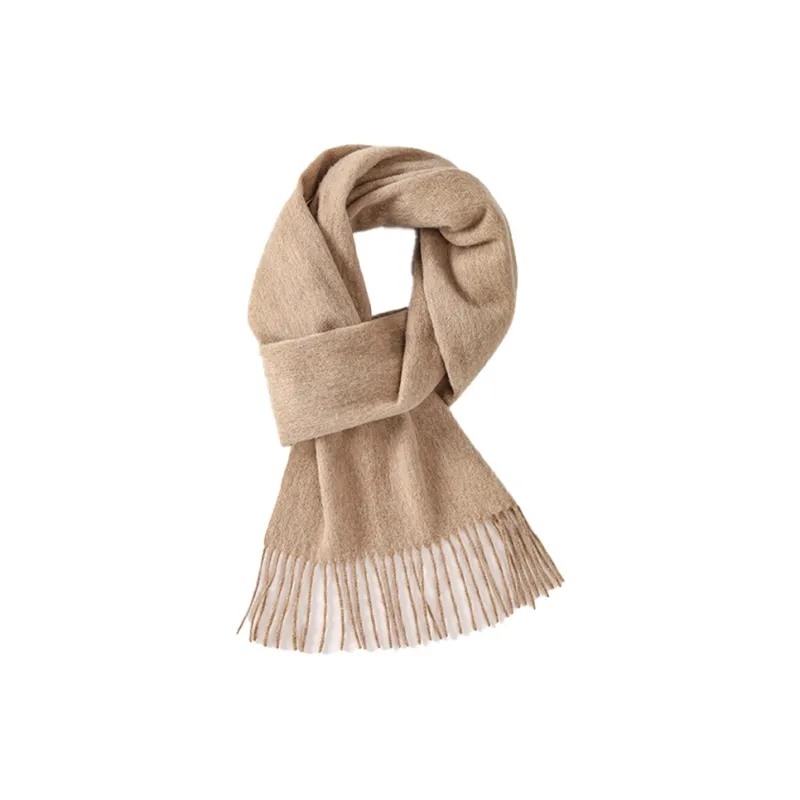 MOERCIAN 100% Sheep Wool Knit Scarves Women's Camel/Beige-1