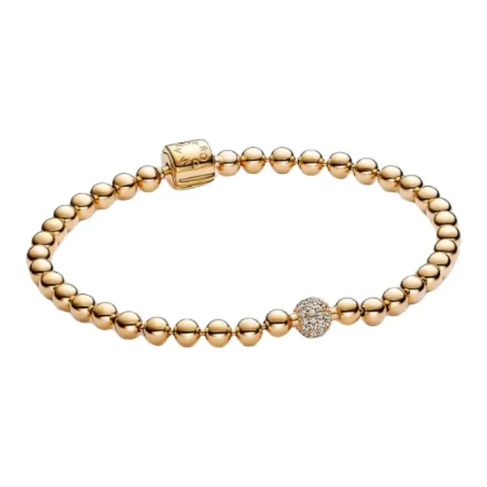 Pandora Synthetic Cubic Zirconia Bracelets Women's Gold-1