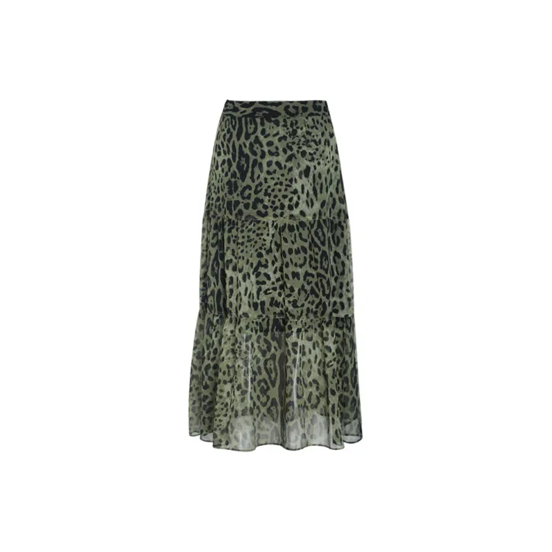 Little Pull Casual Long Skirts Women's Leopard Print-1