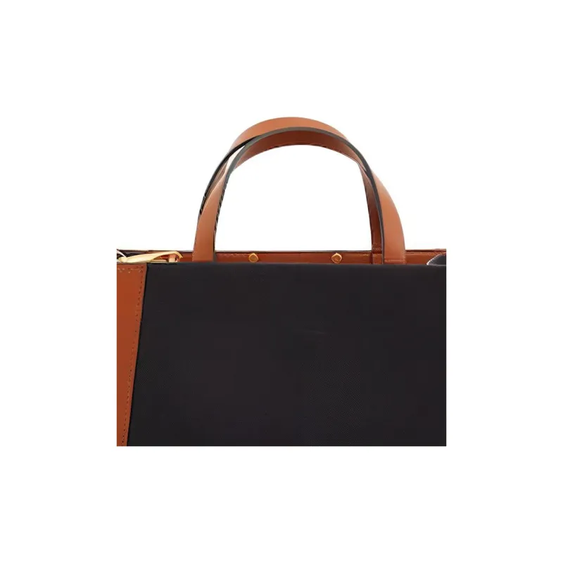 Valentino Canvas With Calfskin Tote Bag Shopping Bag Shoulder Bag Crossbody Bag Handbag Mini Women's Black-3