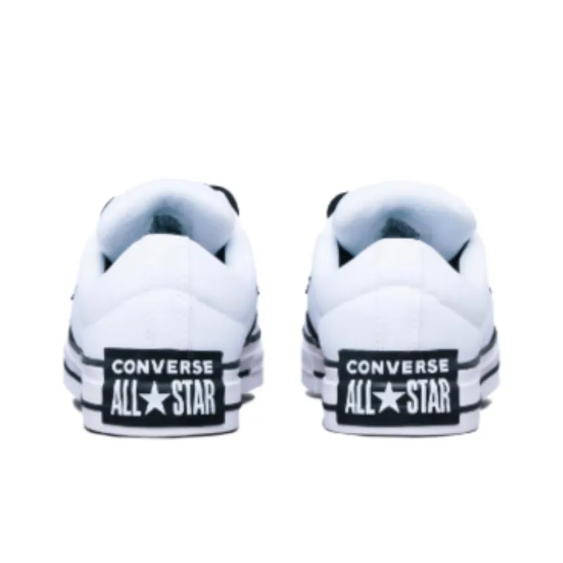 Converse Puff Player Anti Slip Wear Resistant Low Top Skateboard Shoes Unisex White Black-3