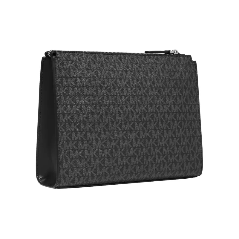 MICHAEL KORS Hudson Cow Leather Clutch Large Size Men's Black-1
