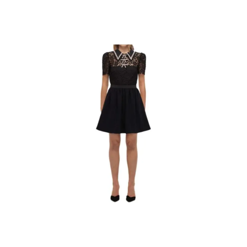 Self portrait Short Sleeved Dresses Women's Black-4