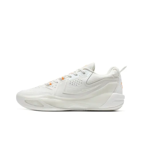 XTEP Wear Resistant Low Top Basketball Shoes Men's Sail White/High Gloss Orange