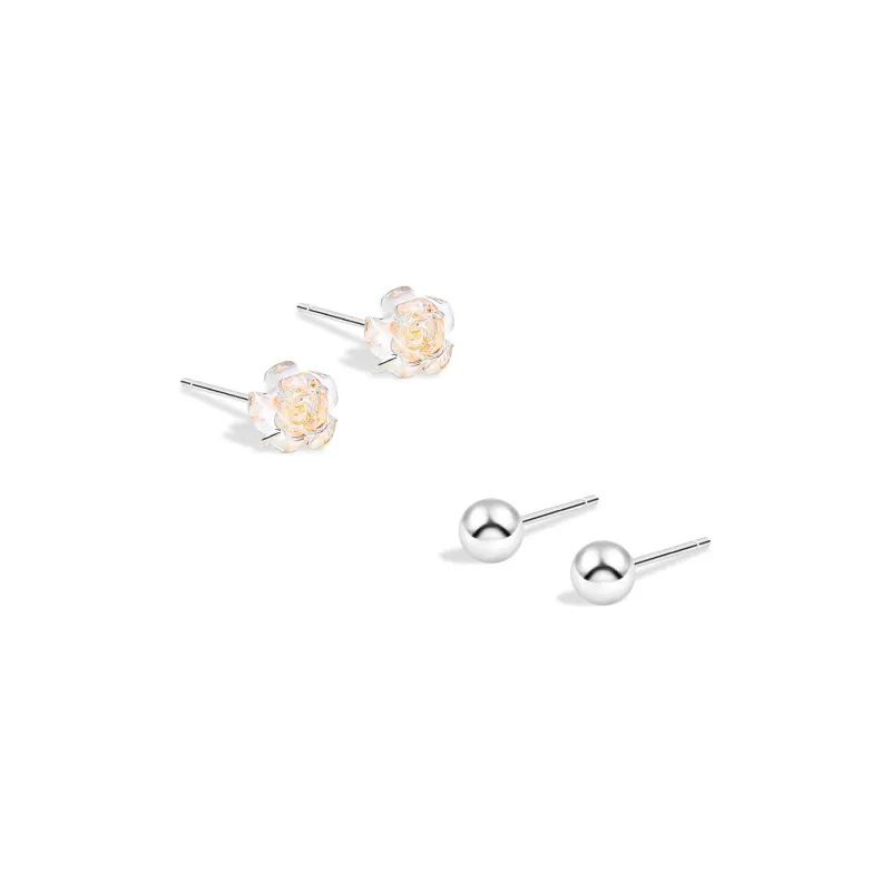 BLANK IN BLANK Sterling Silver Stud Earrings Women's Official Couple Love Confession Gift Box-10
