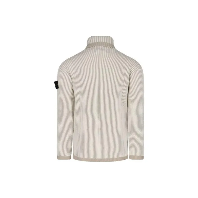 STONE ISLAND Logo Patch Roll Neck Ribbed Jumper-1