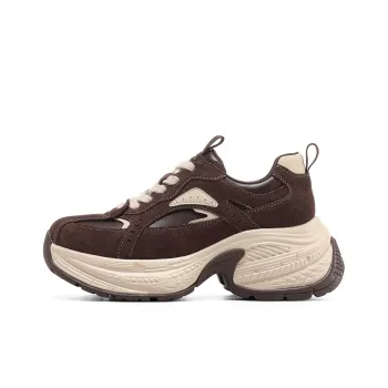 C°BANNER Cushioned Wear Resistant Height Increasing Slip Resistant Low Top Chunky Sneakers Women's Coffee