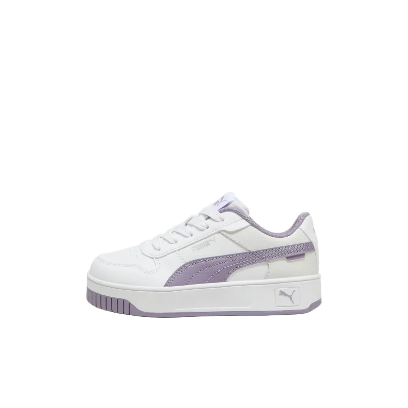 PUMA Carina Street Anti Slip Wear Resistant Low Top Kids' Skateboarding Shoes White Purple Children Aged 3 7 Years Old-0