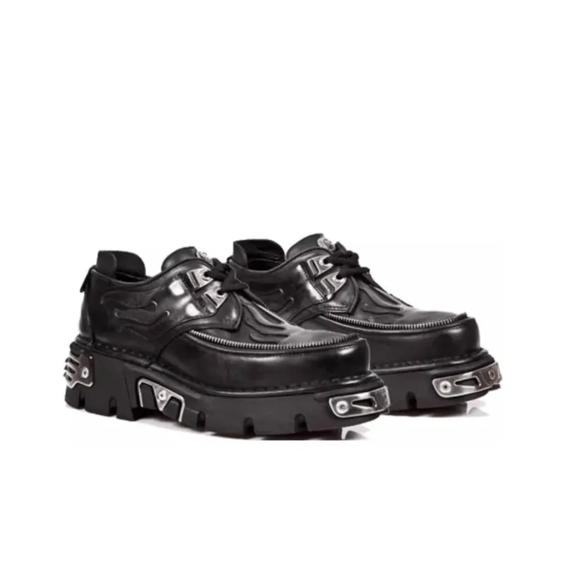 NEW ROCK Slip Resistant Shock Absorbers With Abrasion Resistant Properties Low Top Casual Shoes Unisex Black-3