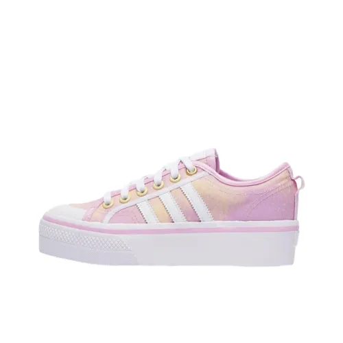 Adidas Originals Nizza Platform Anti Slip Wear Resistant Low Top Kids' Skateboarding Shoes Pink Teenagers