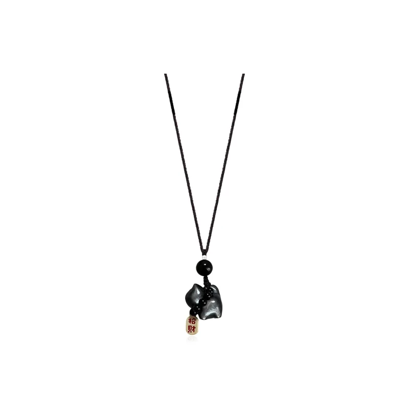 Shiban Silver Sheen Obsidian Necklaces Women's-0