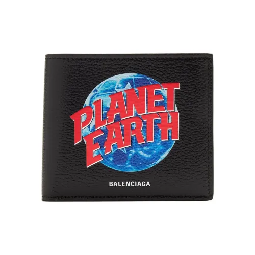 Balenciaga Planet Earth Printed Cash Square Bifold Wallet