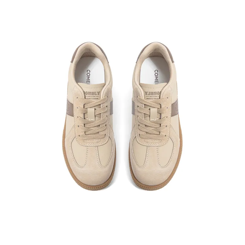 COMELY Skateboard Shoes Women's Low Top Beige/Gray/Apricot/Coffee-3