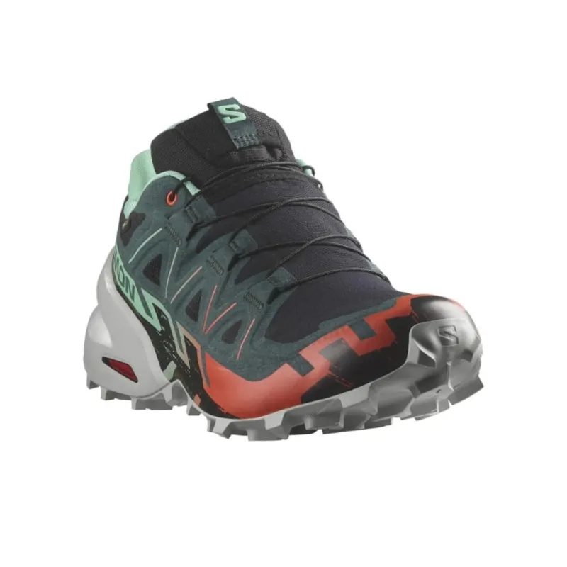 SALOMON Speedcross 6 Slip Resistant Water Resistant Low Top Trail Running Shoes Women's Gray Green-2