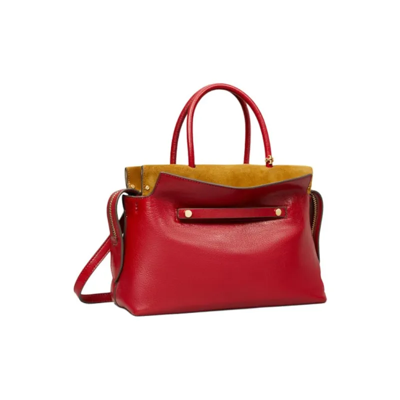 TORY BURCH MERCER Leather Shoulder Bag, Crossbody Bag, Handbag Women's Red-1