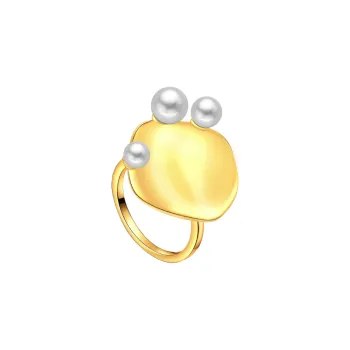 BABYBEI 925 Sterling Silver 18K Gold Plated Shell Pearl Rings Women's