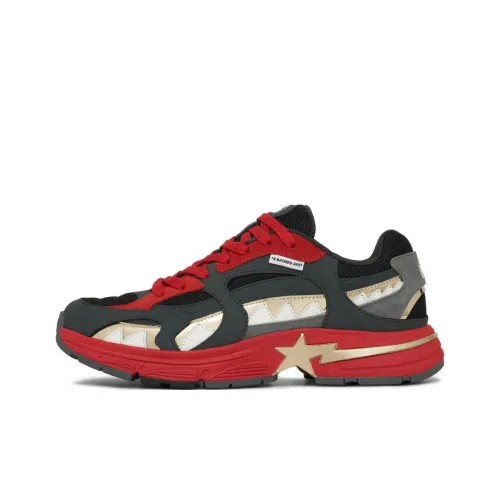A BATHING APE Anti-Slip Wear-Resistant Low-Top Casual Shoes Women's Black Red Yellow