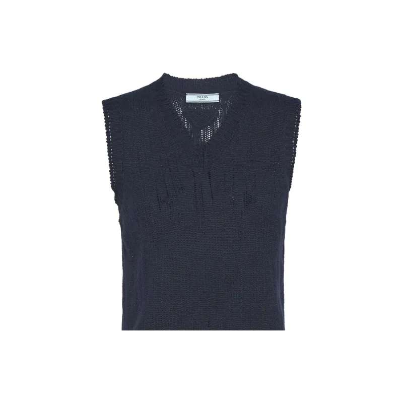PRADA V neck Cashmere Vest-5