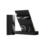 [Jet Black]Top Grain Genuine Leather+Stand Design+Smart Leather Pouch