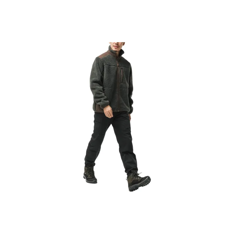 DECATHLON SOLOGNAC Velvet feel Coat Men's Dark Green/Coffee-5