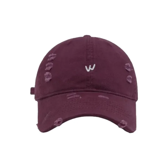 FREE RABBITⅡ Korean Style Washable Distressed Ripped Baseball Caps Unisex-14