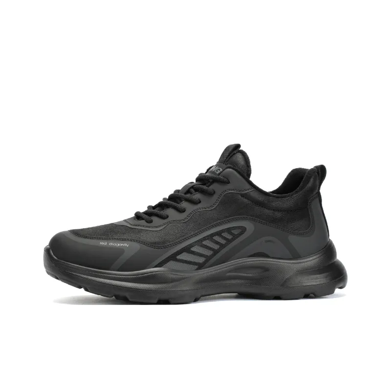 RED DRAGONFLY Platform Shoes Lightweight And Breathable Mid Top Casual Shoes Men's Black-1