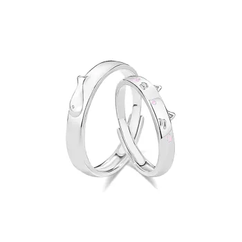 Muyan Alloy Cat And Fish Ring Unisex