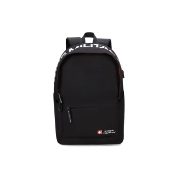SWISS MILITARY Oxford Backpack Laptop Bag Regular Unisex Black