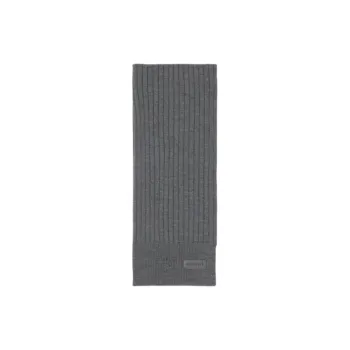 GUCCI Wool Leather Knit Scarves Unisex Gray