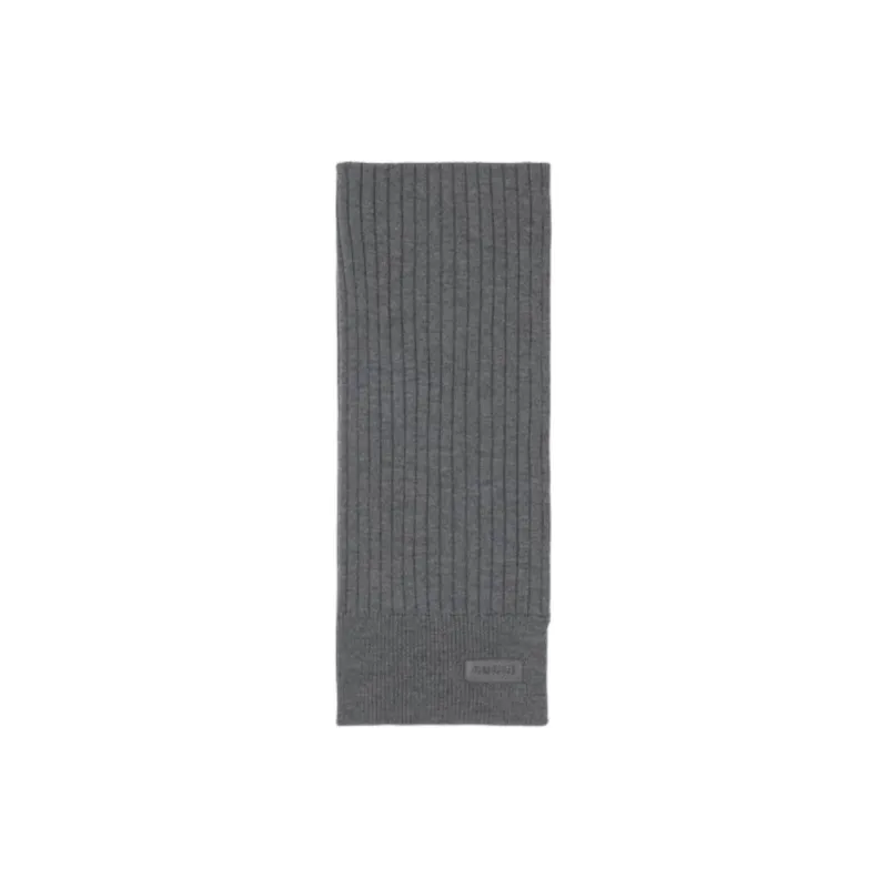 GUCCI Wool Leather Knit Scarves Unisex Gray-0