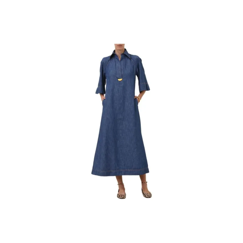 Zimmermann FW24 Short-Sleeved Dresses Women's Railroad Blue-1