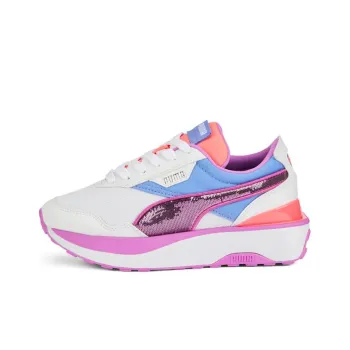 PUMA Cruise Rider Anti Slip Wear Resistant Low Top Kids Lifestyle Shoes White Pink Teenagers