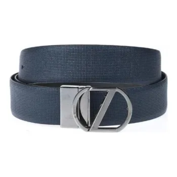 Zzegna Leather Leather Belts Men's Blue 4cm
