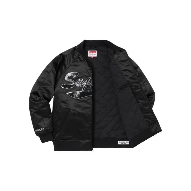 Supreme Mitchell & Ness Sequin Logo Varsity Jacket-2