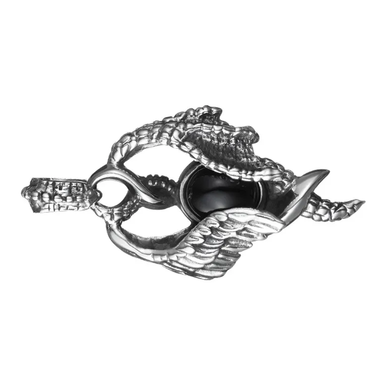 ROCK&RIDE 925 Silver Inlaid With Obsidian Necklaces Men's-3