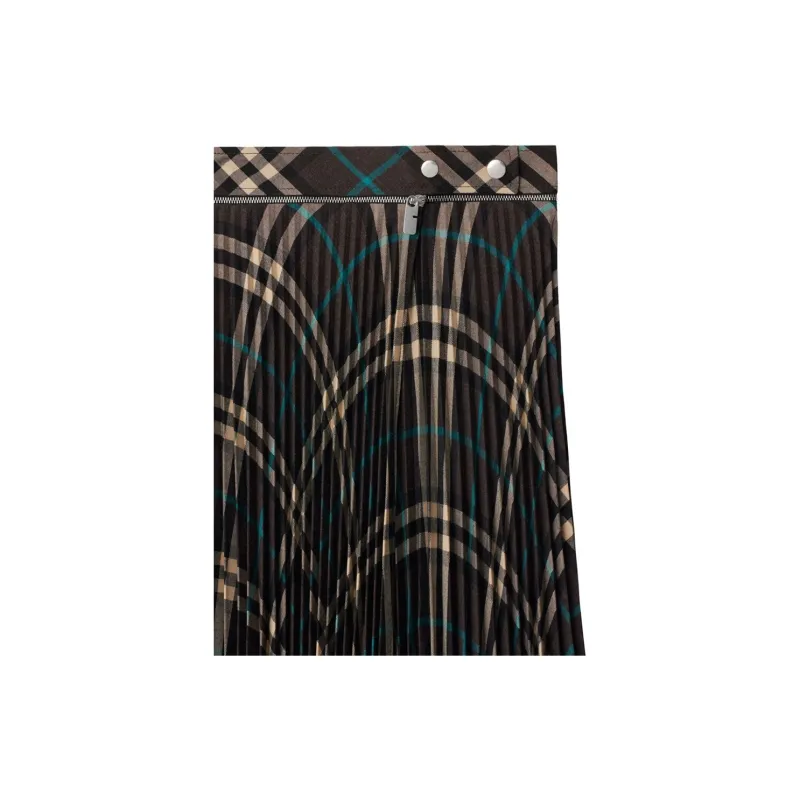 Burberry Checked Pleated Zip Detailed Skirt-3
