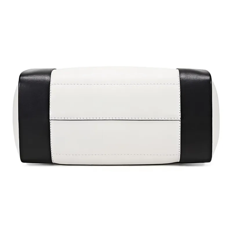 Alexander McQueen Leather Tote Bag, Shopping Bag, Handbag, Shoulder Bag Women's Deep Ivory Black-4