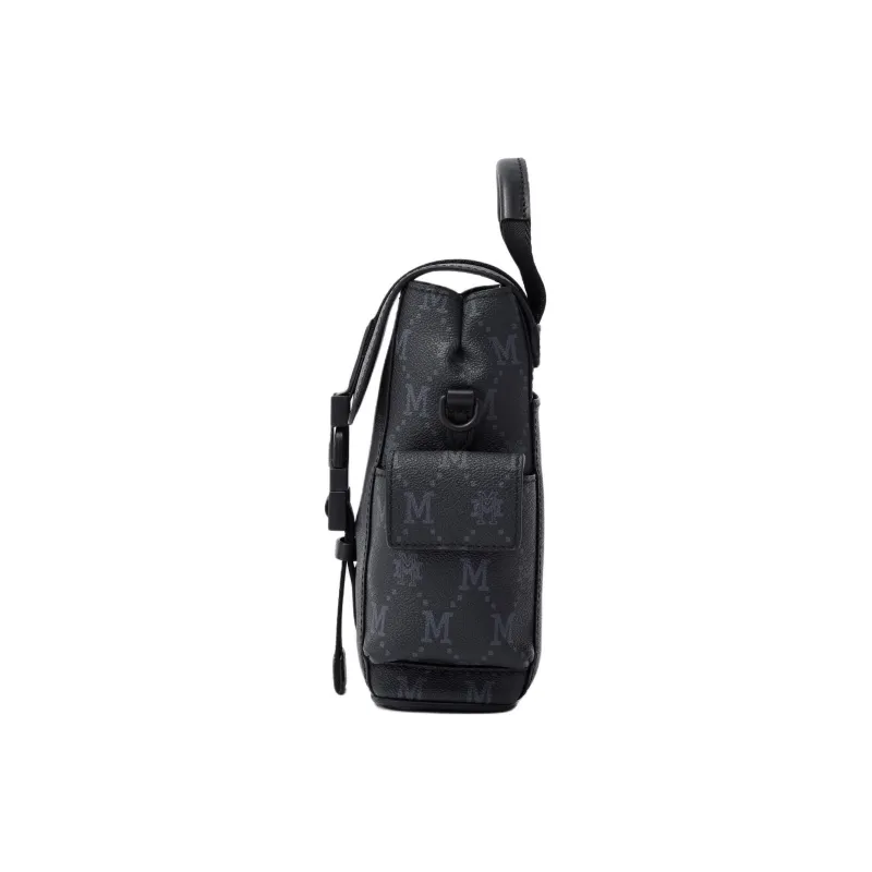 FION Mountain And Sea Journey Series Artificial Leather Backpack Men's Classic Black-4