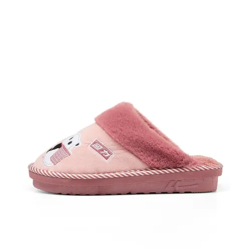Warrior Fuzzy Cute Pet Design Abrasion-Resistant Slip-Resistant Wrap-toe Slippers Women's Pink