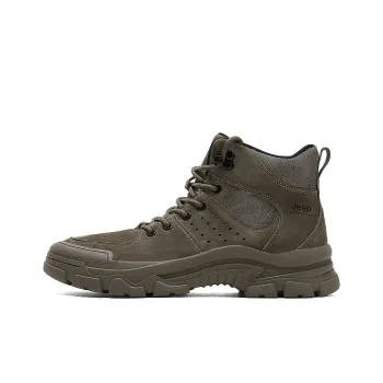 Jeep Breathable Warm Wear Resistant Height Increasing Slip Resistant Ankle Length Outdoor Boots Men's Khaki