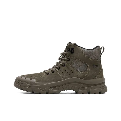 Jeep Breathable Warm Wear Resistant Height Increasing Slip Resistant Ankle Length Outdoor Boots Men's Khaki